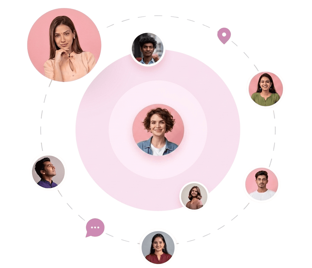 People connecting around a vibe circle